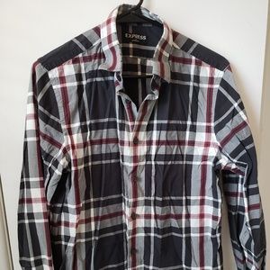 Express Men's Plaid Modern Fit Button Down